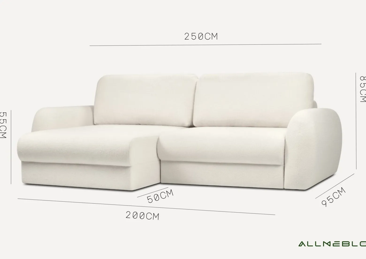 Sofa Kanapa Rozkładana Trzyosobowa z Funkcją Spania PALLA Czarna Mała