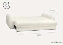 Sofa Kanapa Rozkładana Trzyosobowa z Funkcją Spania PALLA Czarna Mała