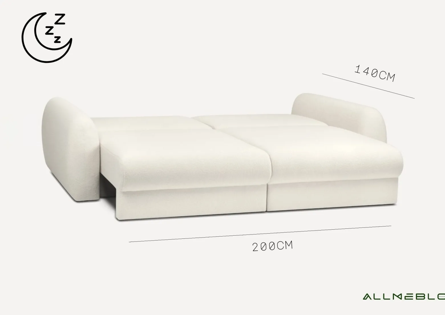 Sofa Kanapa Rozkładana Trzyosobowa z Funkcją Spania PALLA Czarna Mała