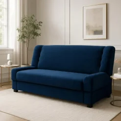 Sofa kanapa rozkładana z funkcją spania wersalka dwuosobowa granatowa piano