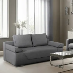 Sofa Kanapa Rozkładana z Funkcją Spania Wersalka Dwuosobowa Szara RENO
