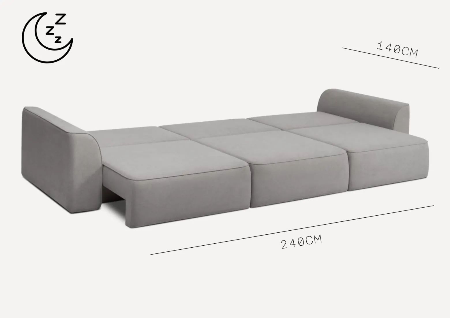 Sofa Kanapa Rozkładana z Funkcją Spania Pięcioosobowa KOMA Granatowa