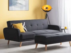 Sofa kanapa trzyosobowa rozkładana czarna