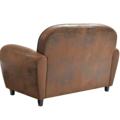 Sofa klubowa Vintage skóra ekologiczna brązowa