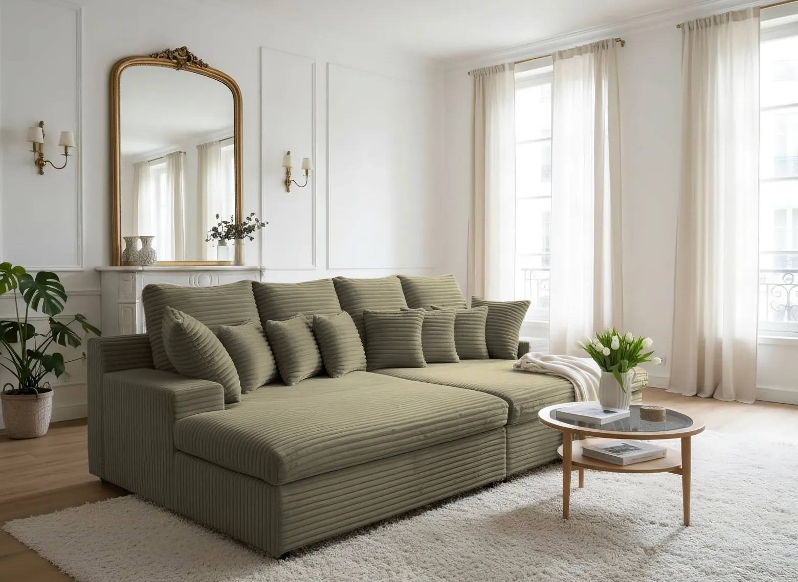 Sofa Lazy tkanina Tilia 37 oliwkowa