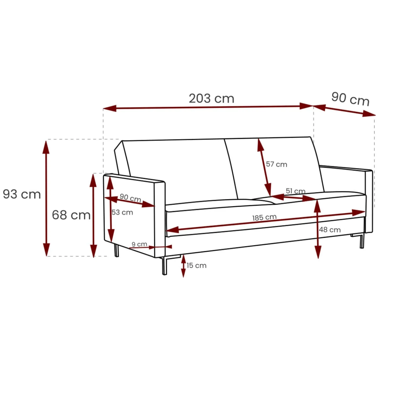 Sofa LUCA B madone 17031 czarny