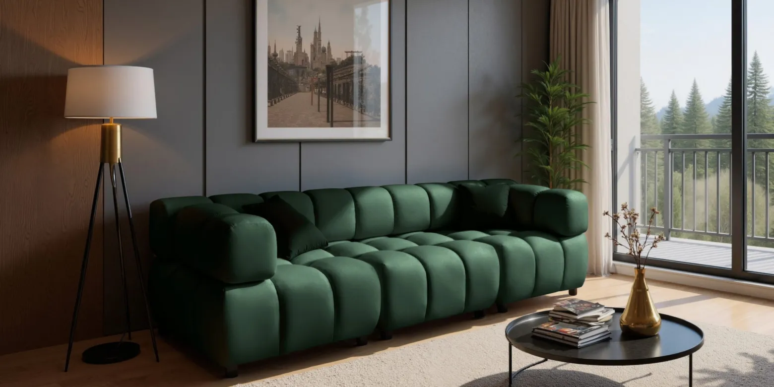 Sofa modułowa czteroosobowa, tkanina welurowa Bluvel, Zielony, Bolla