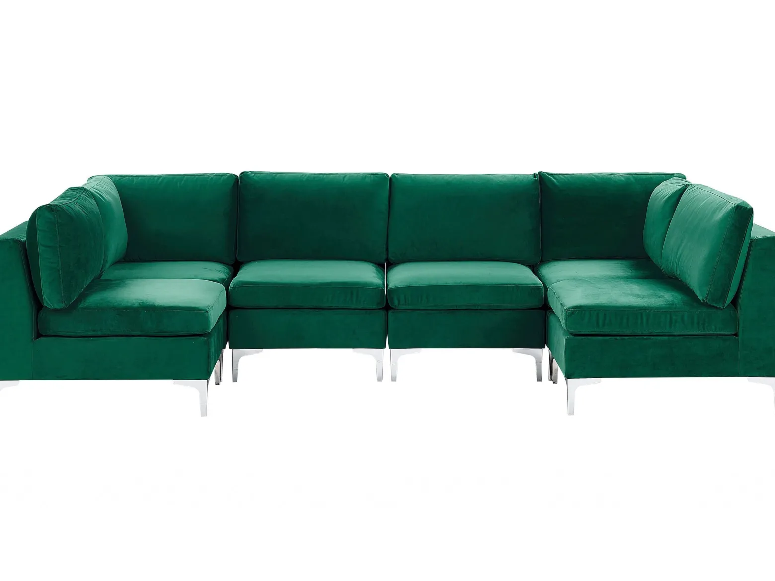 Sofa modułowa kształt U welurowa zielona