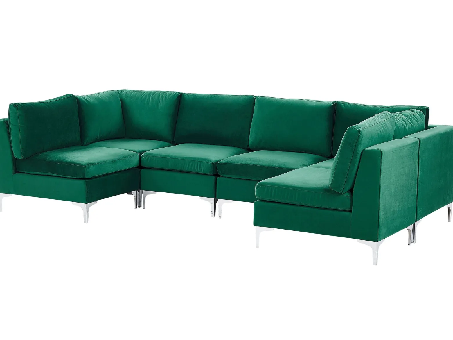Sofa modułowa kształt U welurowa zielona