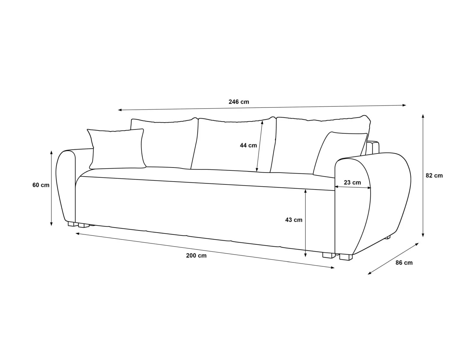 Sofa MOLISA z funkcją spania itaka 11 Ciemnoniebieska