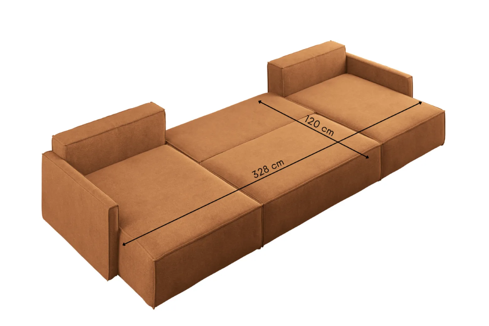 Sofa Narożna Carlos z Funkcją Spania Tkanina Salvador Brązowy