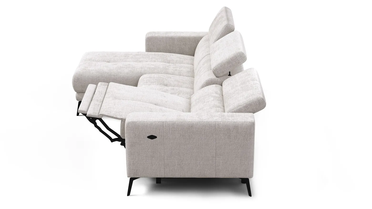 Sofa narożna 4 osobowa lewa MORELLO, kremowa, 1 x Relax Zero Gravity