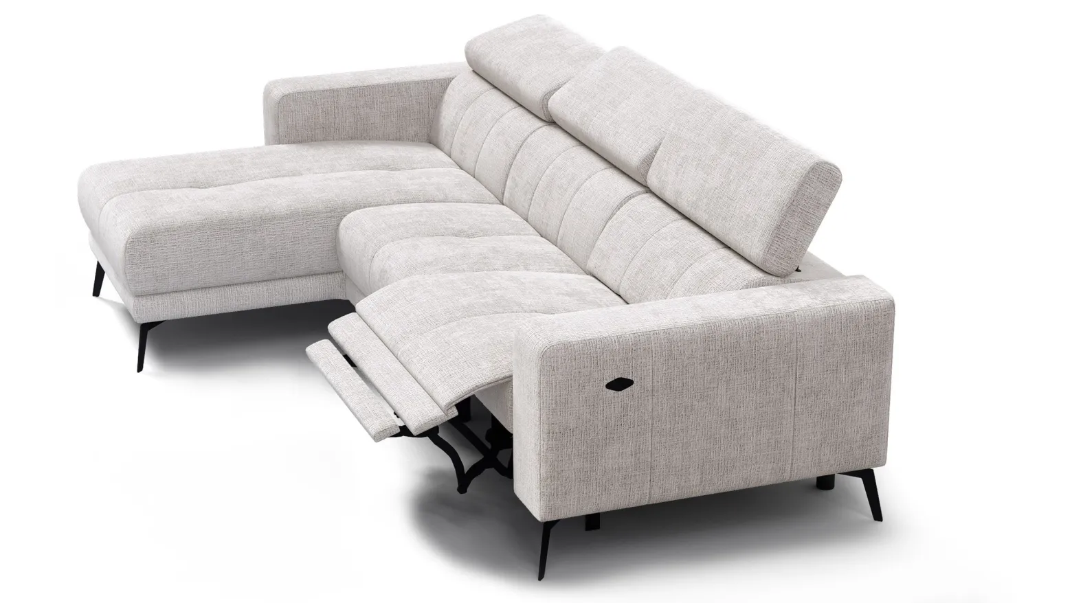 Sofa narożna 4 osobowa lewa MORELLO, kremowa, 1 x Relax Zero Gravity
