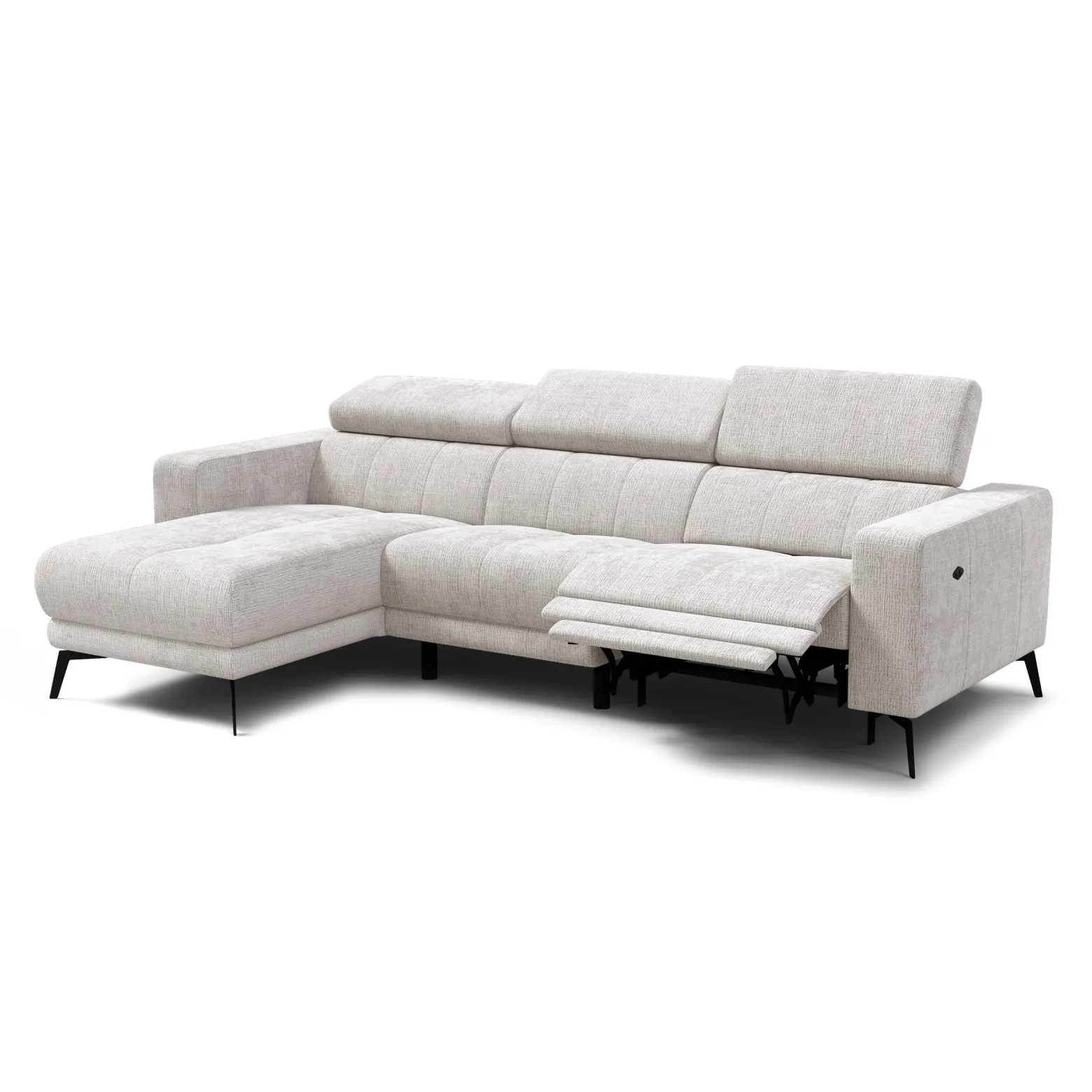 Sofa narożna 4 osobowa lewa MORELLO, kremowa, 1 x Relax Zero Gravity