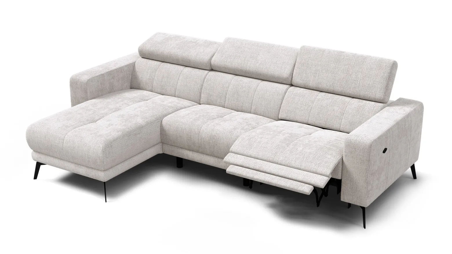 Sofa narożna 4 osobowa lewa MORELLO, kremowa, 1 x Relax Zero Gravity