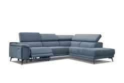 Sofa narożna 5 osobowa MATERA szaroniebieska, 1 funkcja relaks
