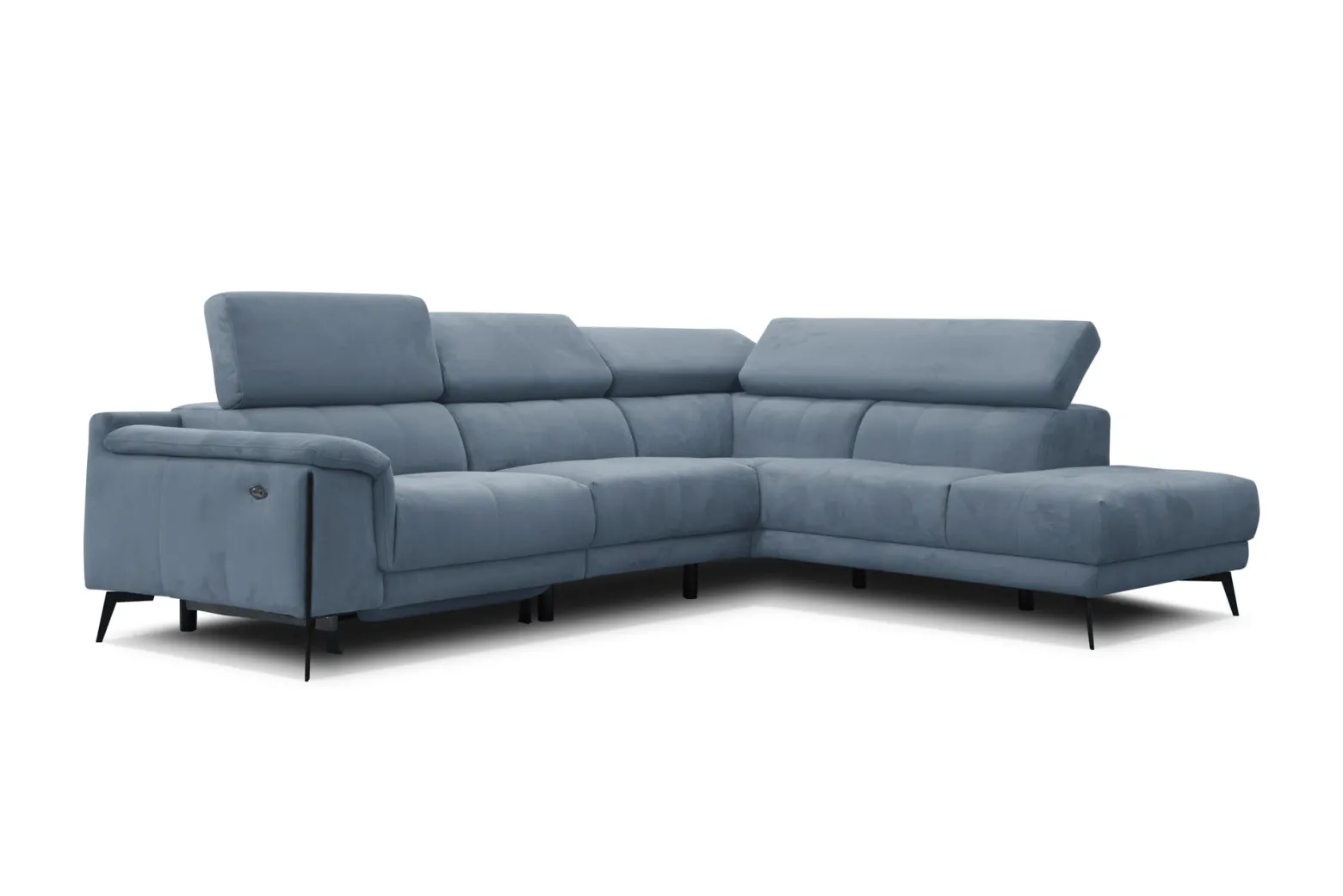 Sofa narożna 5 osobowa MATERA szaroniebieska, 1 funkcja relaks