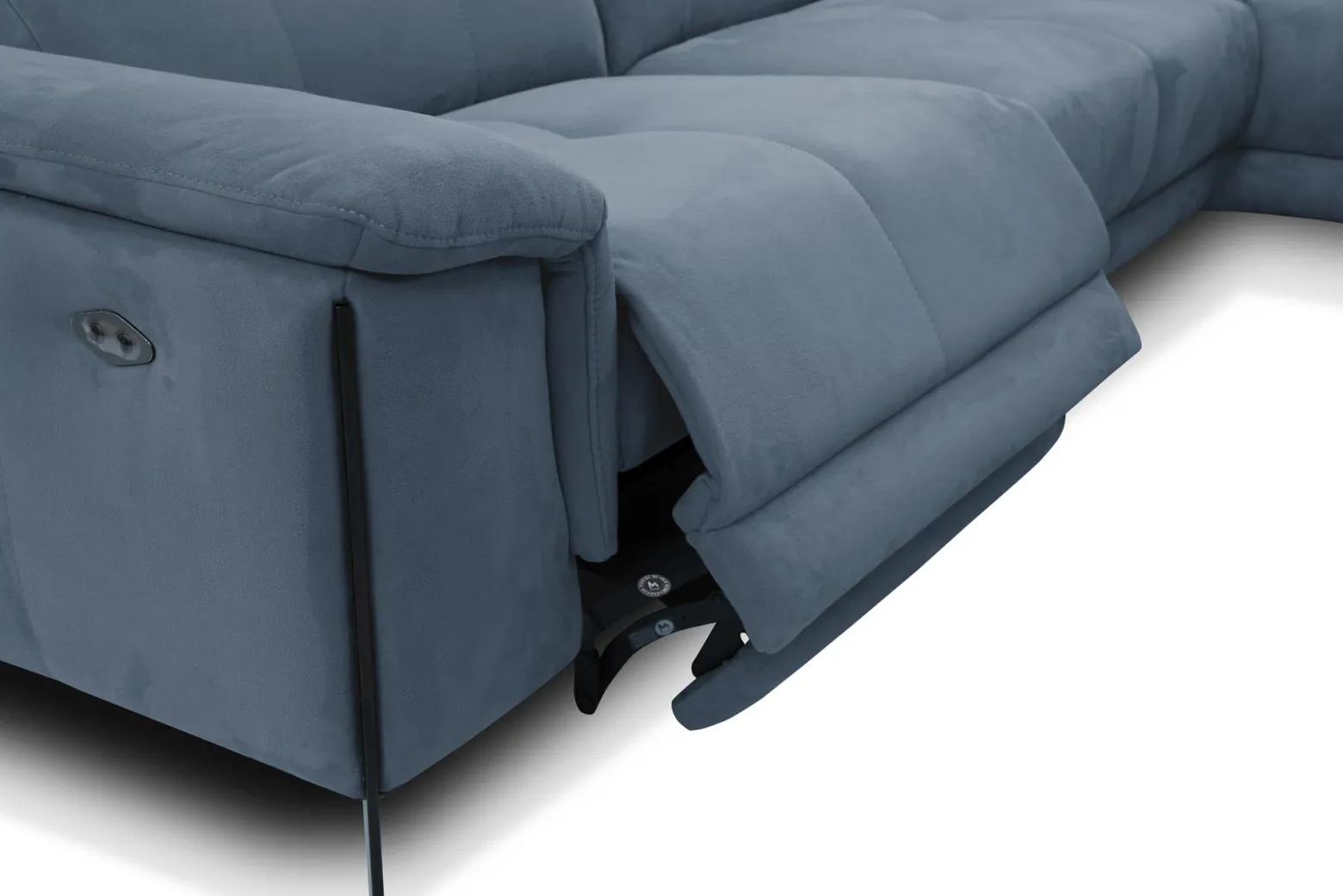 Sofa narożna 5 osobowa MATERA szaroniebieska, 1 funkcja relaks