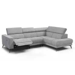 Sofa narożna 5 osobowa prawa MORELLO, jasnoszara, 1 x Relax Zero Gravity