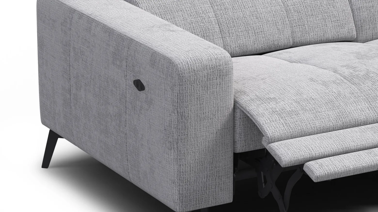 Sofa narożna 5 osobowa prawa MORELLO, jasnoszara, 1 x Relax Zero Gravity