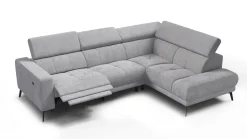 Sofa narożna 5 osobowa prawa MORELLO, jasnoszara, 1 x Relax Zero Gravity