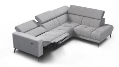 Sofa narożna 5 osobowa prawa MORELLO, jasnoszara, 1 x Relax Zero Gravity