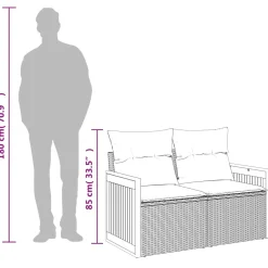 Sofa Ogrodowa Czarna z Poduszkami Fotel Siedzisko Na Taras Balkon