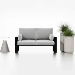 Sofa ogrodowa dwuosobowa wypoczynkowa GARTEN Jasnoszara
