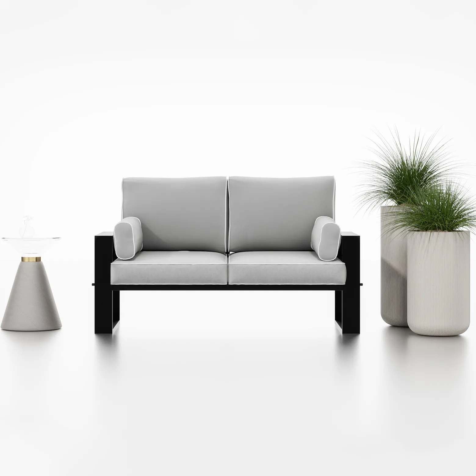 Sofa ogrodowa dwuosobowa wypoczynkowa GARTEN Jasnoszara