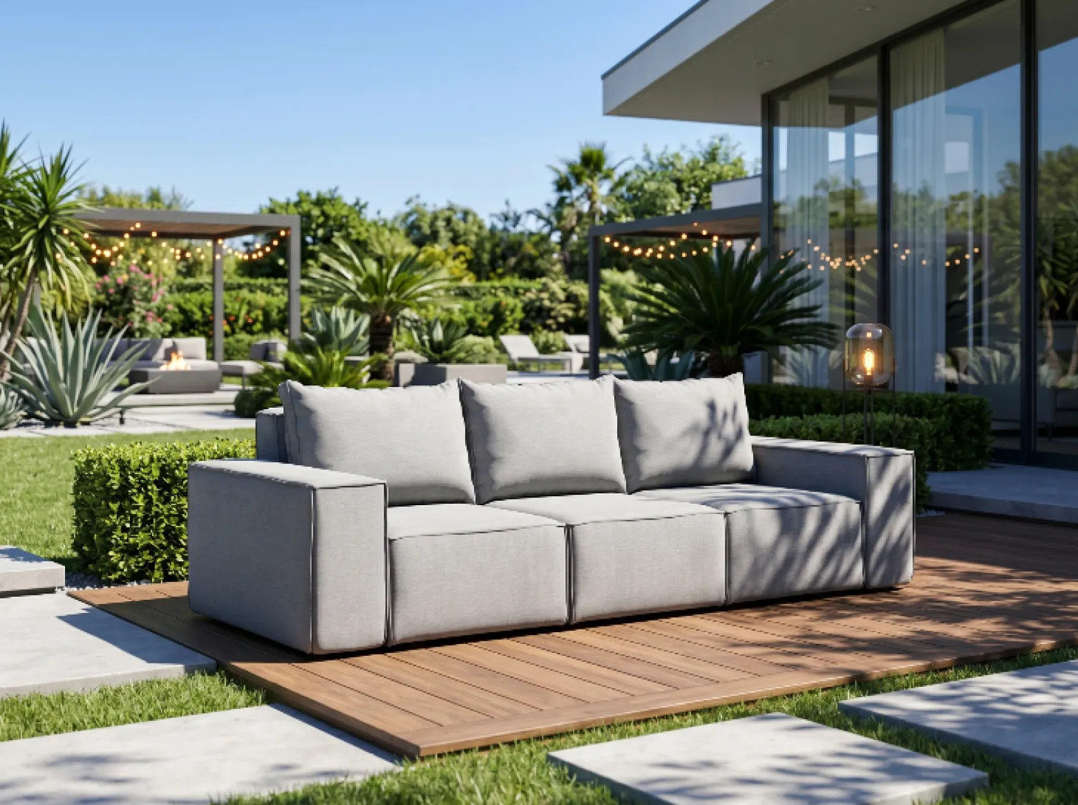Sofa ogrodowa Garden, 3-osobowa, szary (23)