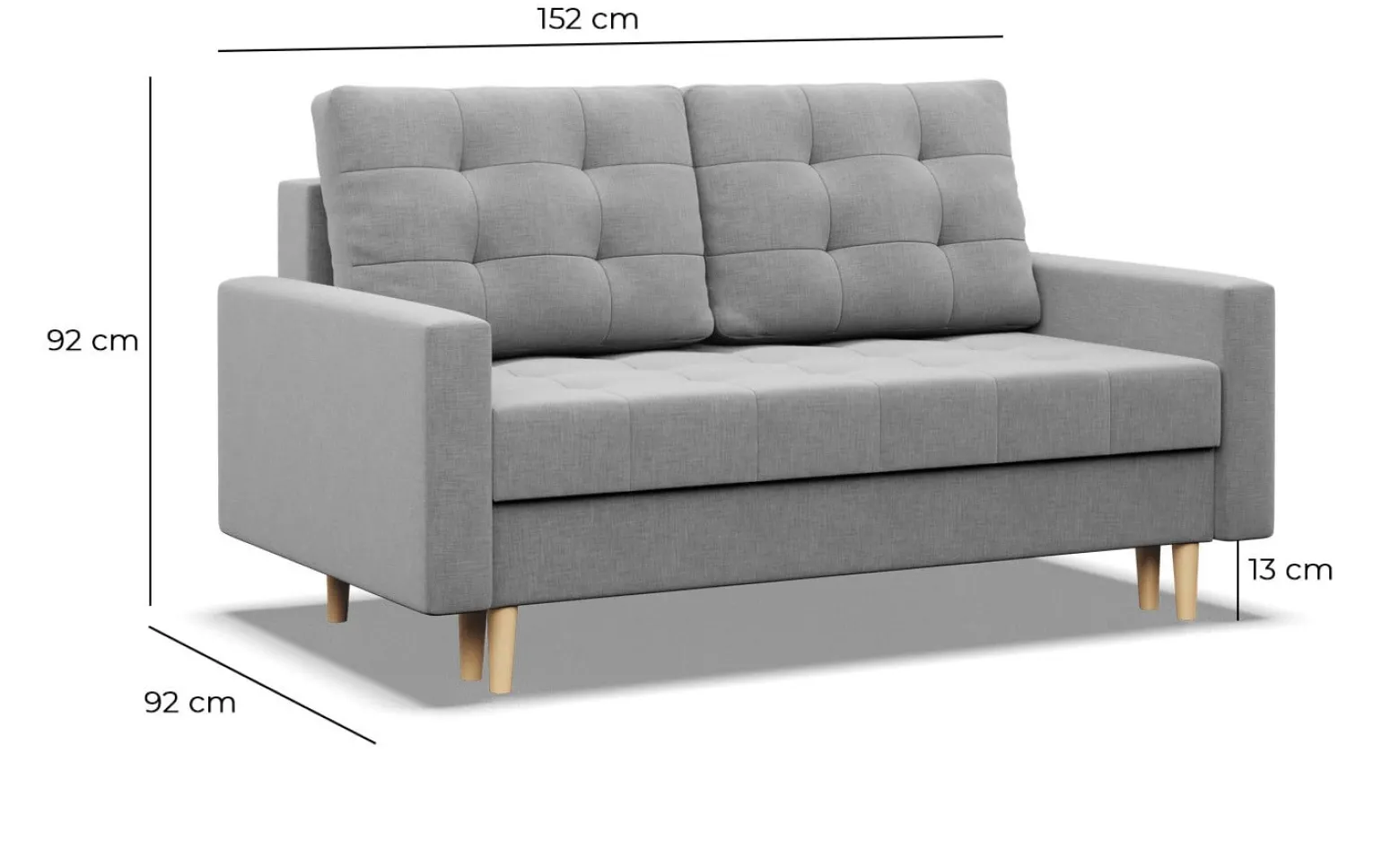 Sofa 2-osobowa, Bonell, Rozkładana, Kolor Czarny