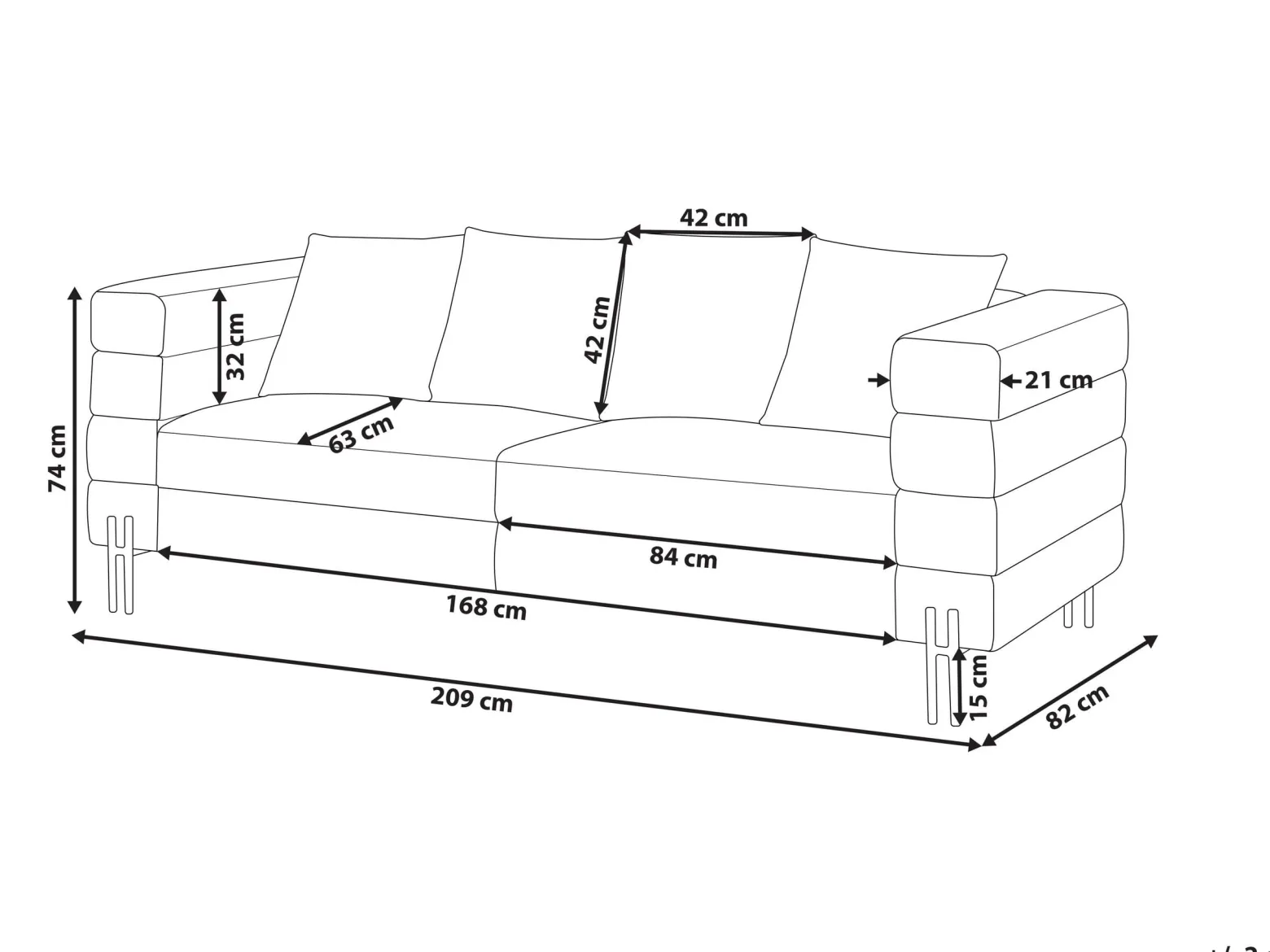 Sofa 3-osobowa ekoskóra nowoczesna brązowa