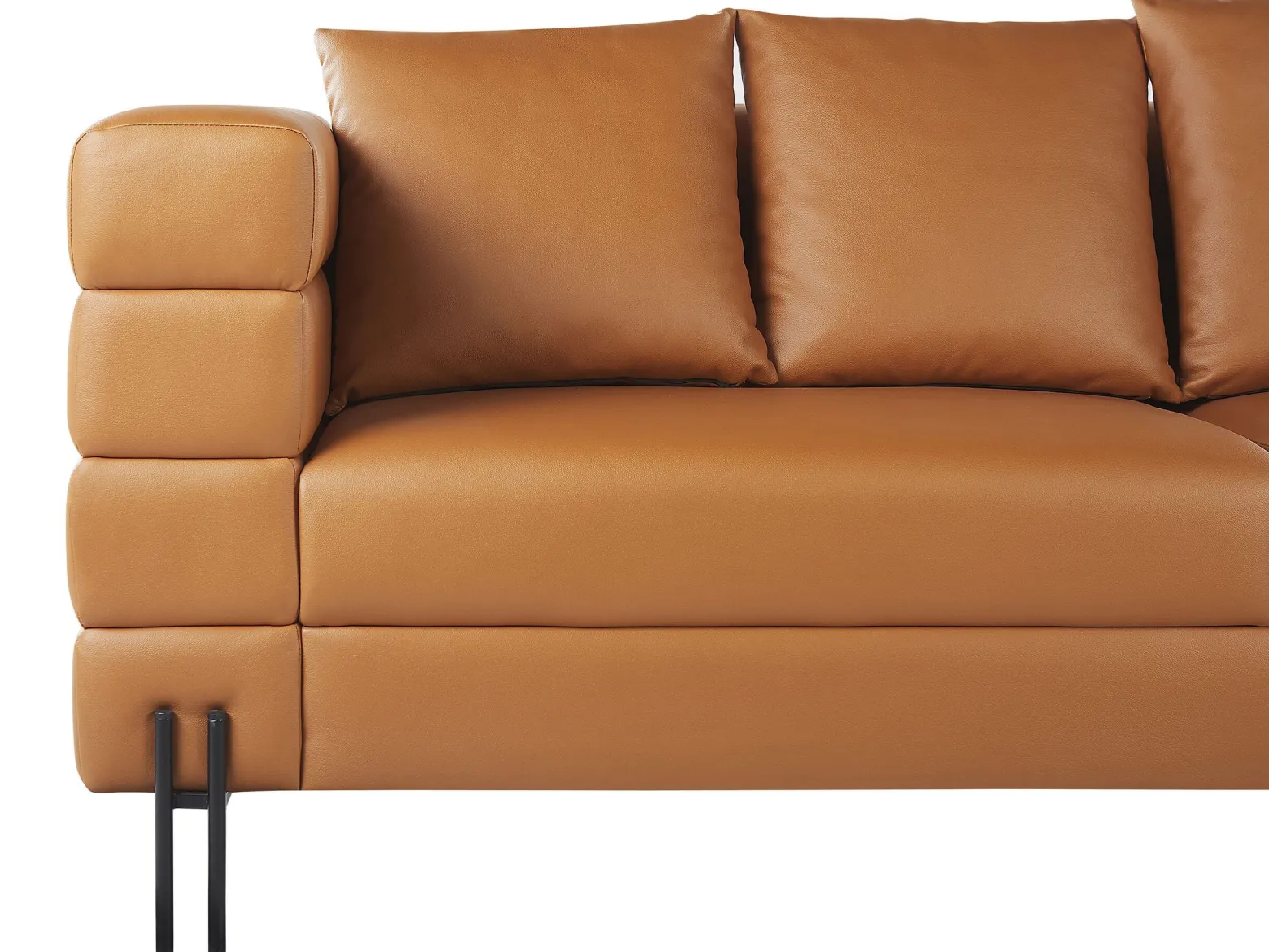 Sofa 3-osobowa ekoskóra nowoczesna brązowa