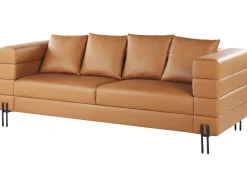 Sofa 3-osobowa ekoskóra nowoczesna brązowa
