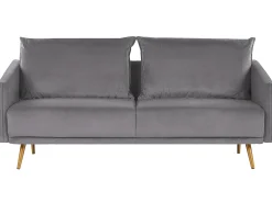 Sofa 3-osobowa welur 185x78 szaro-złota