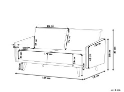 Sofa 3-osobowa welur 185x78 szaro-złota