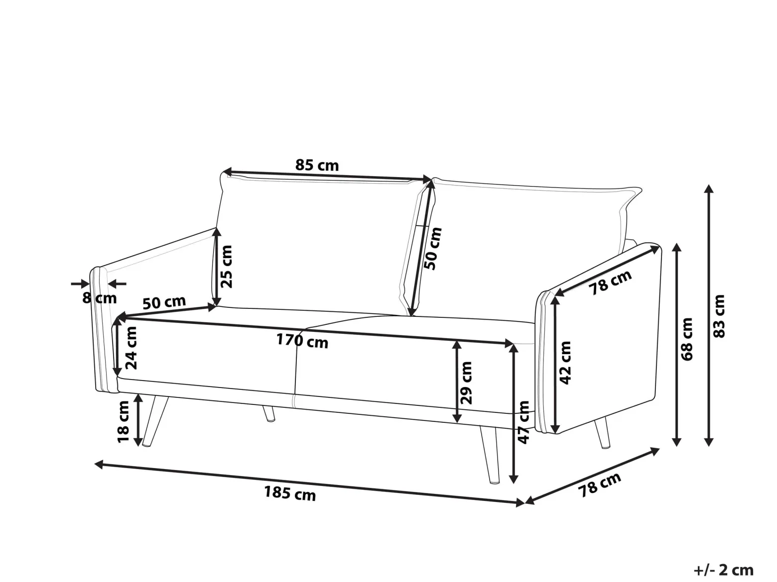 Sofa 3-osobowa welur 185x78 szaro-złota