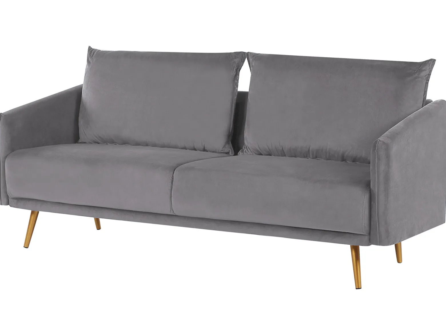 Sofa 3-osobowa welur 185x78 szaro-złota