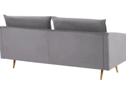 Sofa 3-osobowa welur 185x78 szaro-złota