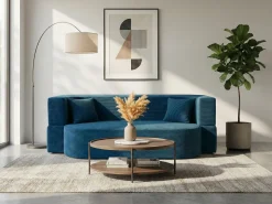 Sofa piankowa Ova z funkcją spania granatowy sztruks