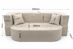 Sofa piankowa Ova z funkcją spania granatowy sztruks