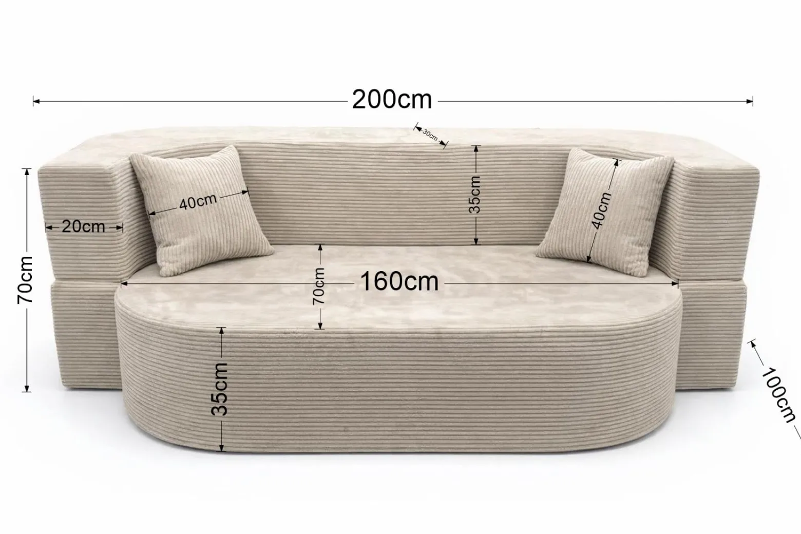 Sofa piankowa Ova z funkcją spania granatowy sztruks