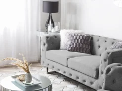 Sofa pikowana kanapa Chesterfield szara