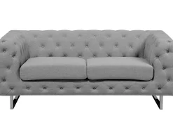 Sofa pikowana kanapa Chesterfield szara