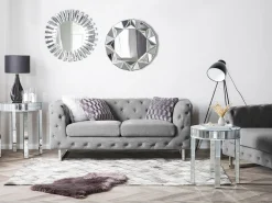 Sofa pikowana kanapa Chesterfield szara