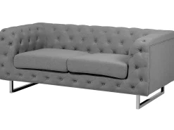 Sofa pikowana kanapa Chesterfield szara