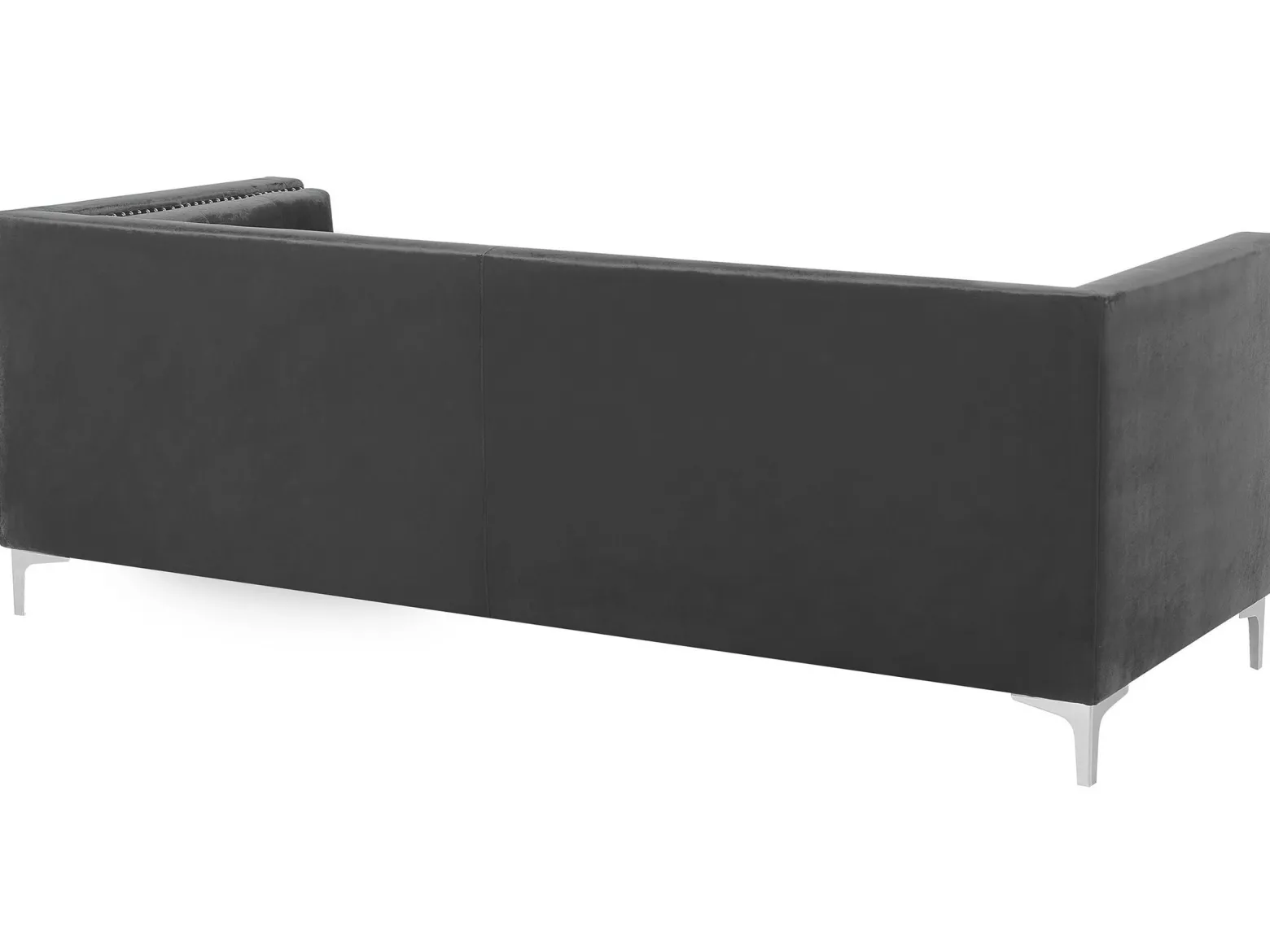 Sofa pikowana welurowa ciemnoszara