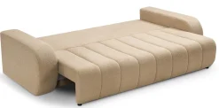 Sofa rozkładana ALOO obita tkaniną boucle z ozdobnymi poduszkami, beżowa