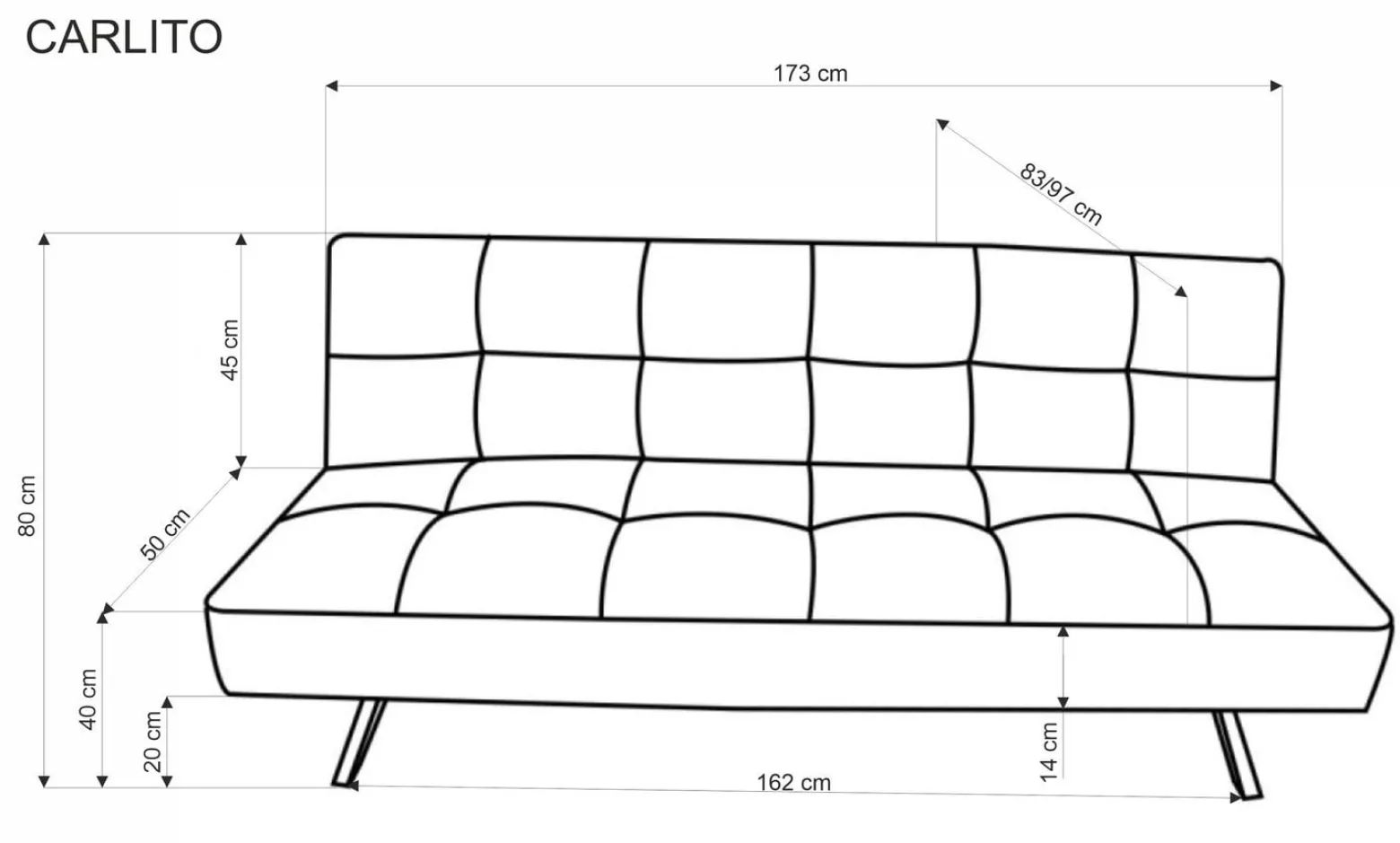 Sofa rozkładana CARLITO szara