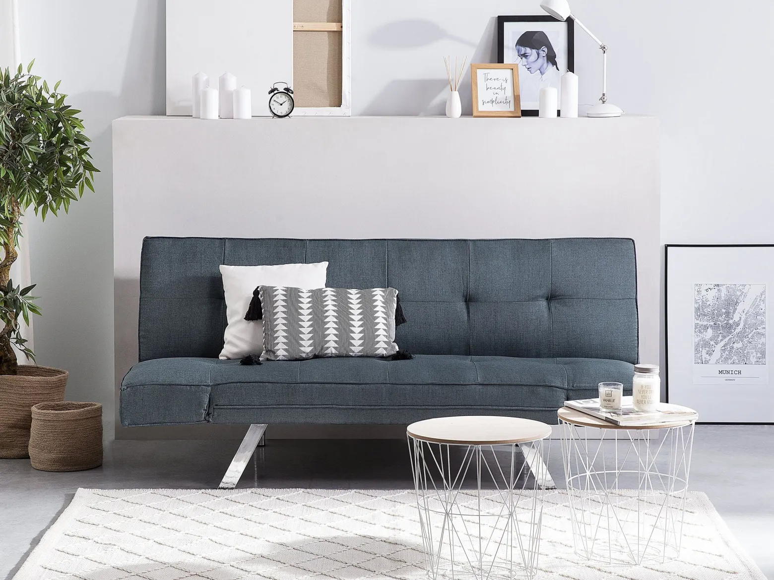 Sofa rozkładana funkcja spania szary